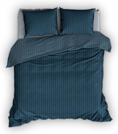 Dekbedovertrek SATIN D'OR satijnstreep teal 100% Katoen Satijn Dekbedovertrek 140x200/220 + 1 sloop