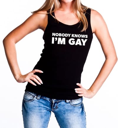 Nobody knows i am gay gaypride tanktop/mouwloos shirt - zwart lesbo singlet voor dames - Gay pride S