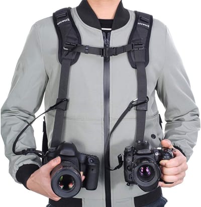 Verstelbare Dubbele Schouderriem voor DSLR en SLR Camera's met Snelle Ontgrendeling en Veiligheidsriem