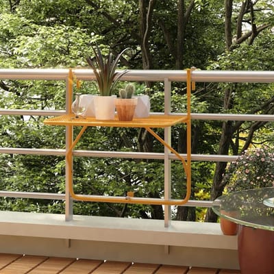 Balkontafel Inklapbaar - Buitentafel Tuin - Dranken Plaatsen - Weerbestendig Staal - 60 x 40 cm - Geel