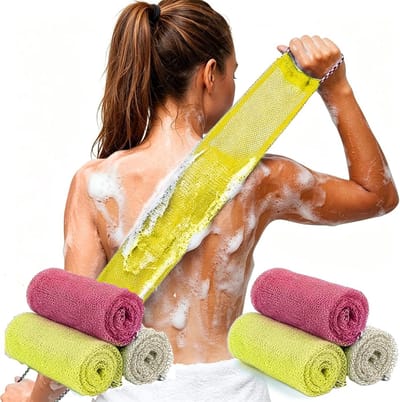 African net sponges - Afrikaanse mesh badsponzen - 6-delige set - Lang nylon materiaal - Zacht en huidvriendelijk - Geschikt voor douchegel - Wasbaar en herbruikbaar - Unisex rugscrubsponzen - Geel - roze - beige