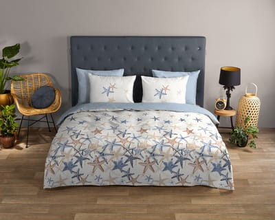 Good Morning dekbedovertrek zeesterren - 1 persoons 140x200/220 cm - Blauw - 100% Katoen renforc�