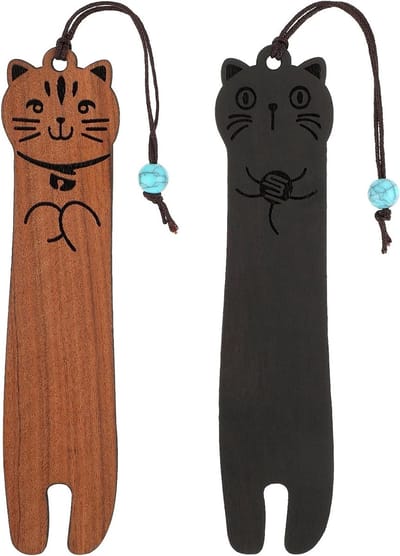 Handgemaakte Houten Boekenleggers - 2 Stuks, Natuurlijke Holle Boekenleggers, Vintage Stijl, Perfect Cadeau voor Lezers en Studenten