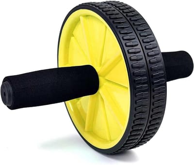 Buiktrainer Wiel - Buikroller Fitness - Thuis Krachttraining - Antislip Grip - 19x23x9cm - Geel