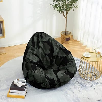 Zitzak Stoel - Zitzakhoes - Opbergen Speelgoed - Wasbare Hoes - XL 100x120cm - Camouflage Geel