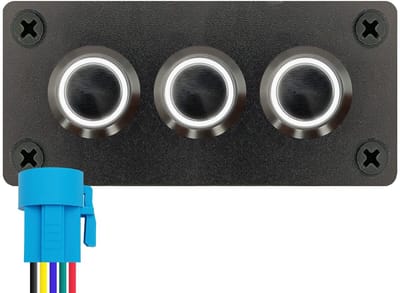 ProRide Metalen Drukschakelaars ON-OFF 220V - 16mm - Drievoudig inbouwpaneel - IP67 - LED indicatie Wit