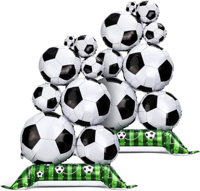 Voetbal Ballonnen - Staande Decoratie - Feestversiering - Zelfstaand Ontwerp - 150 cm Hoog - Groen Wit Zwart