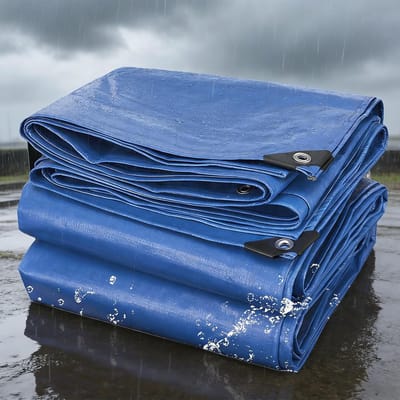 Zeildoek Waterdicht - Afdekzeil Tarp - Spullen Beschermen - Versterkte Ogen - 150x220 cm - Blauw