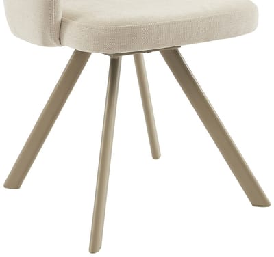 Vente-unique Set van 2 draaistoelen in tweedstof en beige metaal - Crème - RASEMA