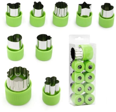 longziming -Uitsteekvormpjes Set 12 Stuks – uitsteekvormpjes klein – Mini-koekjesvormpjes – Koekjesvormpjes van RVS en Siliconen voor Bakken, Fondant, Fruit en Groenten - Groen