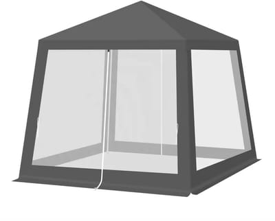 J&R Partytent - Feesttent - Paviljoen tent - Tuin tent - Buiten tent - Mesh zijkanten - Afsluitbaar - Klamboe Zijkant - Waterdicht dak - UV bescherming - 3x3 meter - Grijs