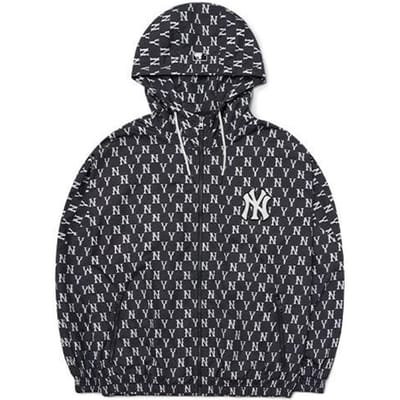 Veste à capuche MLB New York Yankees Logo Imprimé Partout Automne Vestes Unisexes Noir 3AWJM0121-50BKS XS black