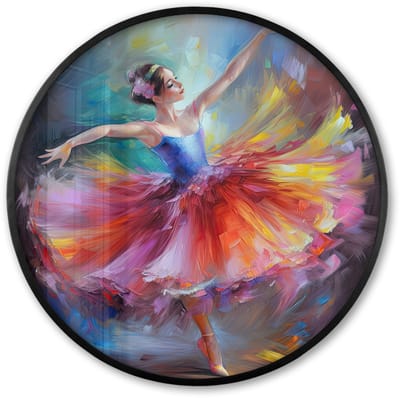 Poster in lijst Rond - Fotolijst 60x60 cm - Posters - Schilderij - Olieverf - Dans - Ballerina - Ronde posterlijst zwart - Decoratie - Wanddecoratie woonkamer - Muurdecoratie slaapkamer