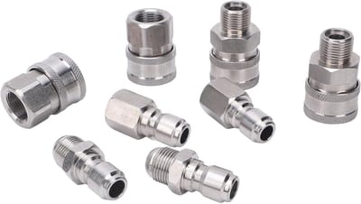 Snelsluiter Koppeling Set - Quick Connect Fittings - Auto Reiniging - Lekvrij Ontwerp - 8 Stuks - Metaal