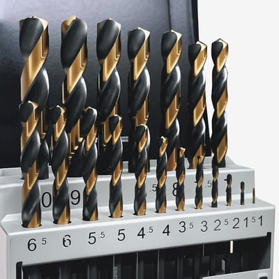 19-delige borenset - HSS-hardmetalen boren voor metaal, gietijzer en hout, met indexbox (1,0 mm - 10,0 mm)
