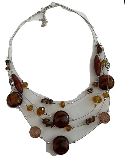 Petra's Sieradenwereld - Ketting met laagjes bruin (004)