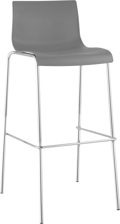 CLP Barkruk Hover kunststof 4-potig frame, met rugleuning, voetsteun chroom/grijs