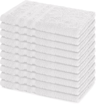 Lavea® Set van 10 handdoeken 30x50 cm, 100% katoen – Zacht en absorberend – Voor thuis, hotel, spa en gasten – Perfect als handdoek / gastendoekje – Wit