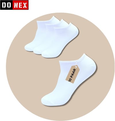DONEX® luxe sneakersokken – 10 Paar – Wit – 95% Katoen – Naadloos – Unisex Maat 39-42