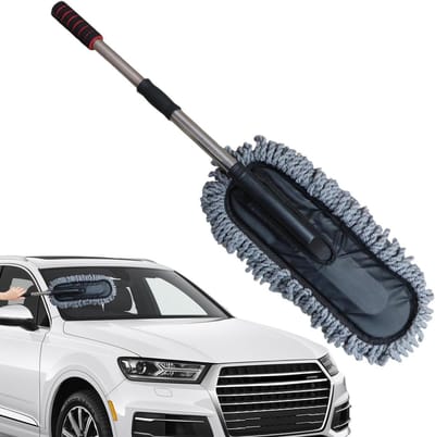 Autowasborstel Telescoop - Auto Detailing Mop - Voertuig Reinigen - Dubbele Toepassing - 393 x 164 x 124 cm - Meerkleurig