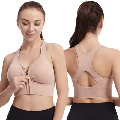 CHPN - Sport BH met rits - Roze Sport beha - Met rits - Maat S - Valt klein - Medium ondersteunend - Compressiebeha - Elastisch