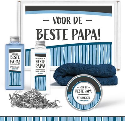 Brievenbus cadeau "Voor de beste papa!" - 4 Producten - 300 Gram - Triomf Cosmetica | Verjaardag Vaderdag Vader Brievenbusdoosje Doosje Brievenbuspakketje Pakketje Brievenbuscadeautje Cadeautje Cadeaupakket Cadeaupakketje Geschenk Brievenbuscadeau