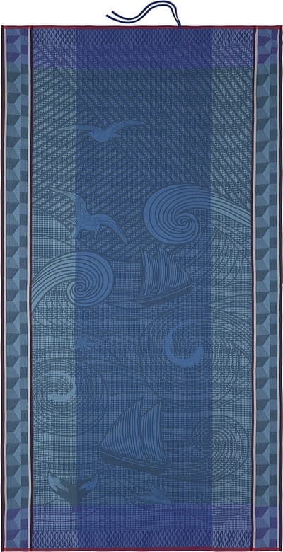 Le Jacquard Français - Baignade a Socoa blauw Strandlaken - 200 cm X 100 cm - 100 % katoen