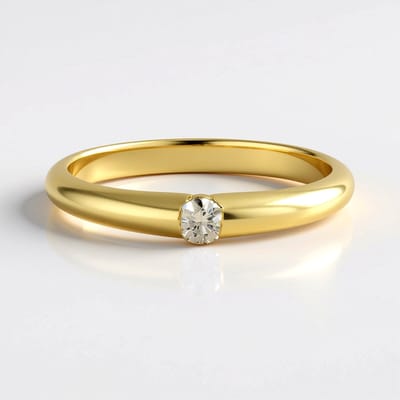 Cavill - Zilveren ring - Verguld 925 Sterling Zilver - I2 Bruine Afrikaanse Diamant 0,09 ct - Ronde Briljant Bezel Zetting - Elegante Ring