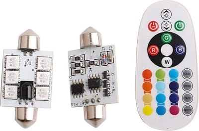 RGB Dome LEDs - 40mm - 6SMD - Met afstandsbediening - 12V - 2 stuks