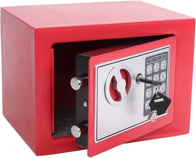 Kleine Geldkluis - Kluisje Thuis - Waardevolle Spullen - Dubbele Beveiliging - 0.2 Kubieke Voet - Rood