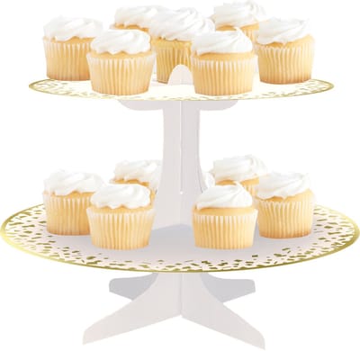 UNIQUE - Cupcakedisplay wit goud 31 x 24 cm