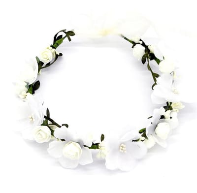 Dailygoods- Bloementak Kroonhoofdband - Bloemenkrans - Haaraccessoires - Verstelbaar Lint - Hypoallergeen - Perfect voor Bruiloft