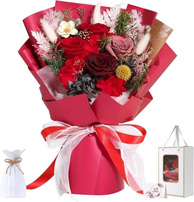 Eternal Red Roses en Preserved Flowers Bouquets voor Verjaardag, Moederdag en Jubileum Geschenken voor Vrouwen, Moeders en Grootmoeders - Duurzaam en Langdurig Bloemenarrangement