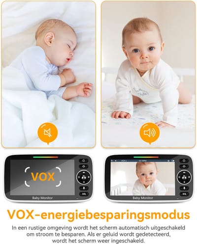 Sytifro Babyfoon met 2 Camera – Baby Monitor met standaard en VOX-modus - zonder wifi, bescherming van de privacy en veiligheid van de baby - Hondencamera - Huisdiercamera - Temperatuursensor - Terugspreekfunctie - Video & Audio - Wit