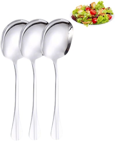 Dailygoods- Opscheplepel Roestvrij Staal - Set van 3 - 20,5 cm - Professionele Serveerlepel - Vaatwasbestendig - Ideaal voor Buffet/Catering