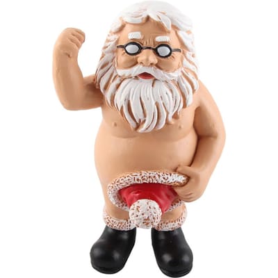 Figurines de Père Noël amusantes Artisanat en résine de Noël Statue Ornements Décoration Maison Bureau beige