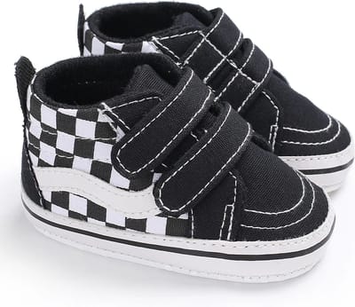 Baby schoentjes - babysneakers van Completebabyuitzet - klittenband met veter - Schoenmaat 20-21 - 12-18 maanden - (13cm) - Zwart - Hoog