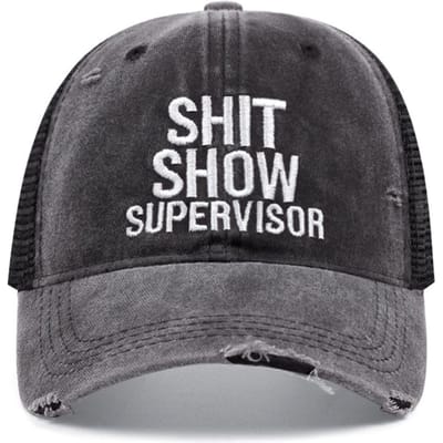 Unisex Shit Show Supervisor Geborduurd Gewassen Baseballpetten Lente En Herfst Buiten Verstelbaar Casual Petten Zonnehoed Sportpet 54-61 CM black