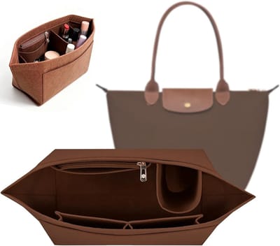 Handtas Organizer met Meerdere Vakken, Vilt Handtas Inzetstuk voor Dames, Vouwbare Organizer voor Handtassen en Portemonnees