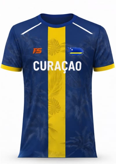 FightSense Curaçao Performance T-Shirt – Blauw/Geel – Lichtgewicht Sportshirt voor Training & Vrije Tijd - Maat S