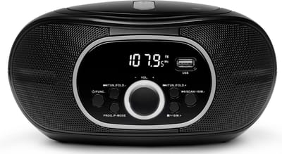 MEDION draagbare boombox E65711, CD/MP3-speler, FM, AUX, werkt op batterijen, zwart