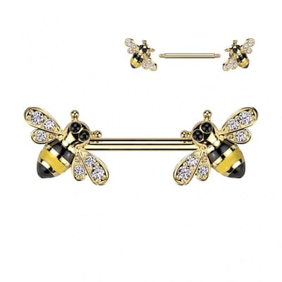 Tepelpiercing Bijtje aan beide uiteinden 1.6x14 - goud - LMPiercings