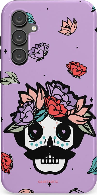 Casetastic Hoesje Geschikt voor Samsung S23 FE - Stijlvolle Beschermende Duo-layer Case - Schedel Snor