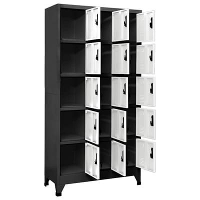 vidaXL - Lockerkast - 90x40x180 - cm - staal - antracietkleurig - en - wit