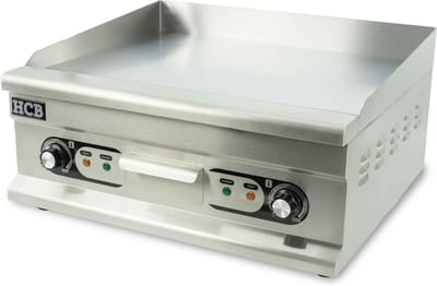 HCB® - Professionele Horeca Bakplaat - glad - 400V - chroom - RVS / INOX - Electrisch Teppanyaki Grill apparaat - 52x60x31 cm (DxBxH) - 23 kg - 5335