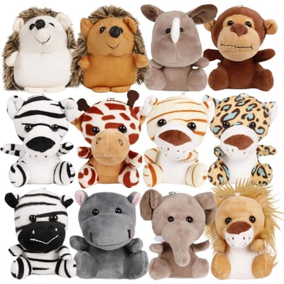 12-36 Stuks Kleine Safari Knuffeldieren Groothandel 12Cm Jungle Dier Mini Pluche Speelgoed Voor Feestartikelen Verjaardag Babyborrel Cadeautassen beige