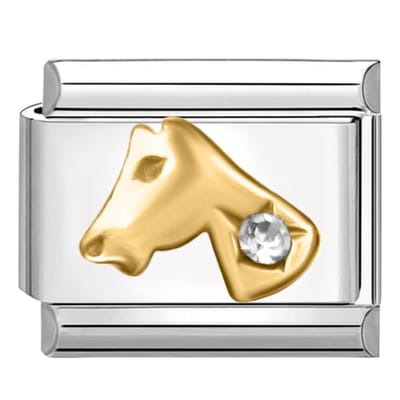 Quiges - Schakel - Bedel - 9mm - charms - Zirkonia - Paard - Geschikt voor - armband - Schakelarmband - italy bedels armband