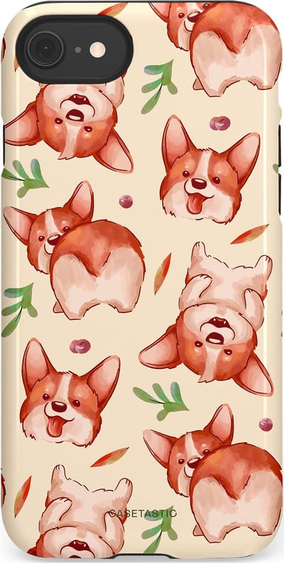 Casetastic Hoesje Geschikt voor Apple iPhone 7/8/SE - Stijlvolle Beschermende Duo-layer Case - Corgipootjes