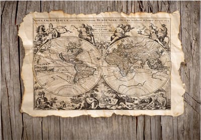 Fotobehangkoning - Behang - Vliesbehang - Fotobehang - Nova Orbis Tabula - 100 x 70 cm