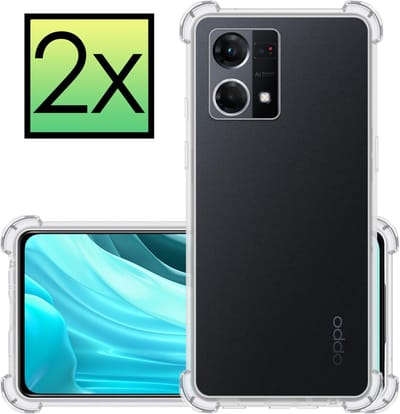 Hoesje - 2 Stuks - Geschikt voor OPPO Reno 7 - Sterk & Shockproof - Siliconen Case - Back Cover - Telefoon Hoes Shock Proof - Transparant